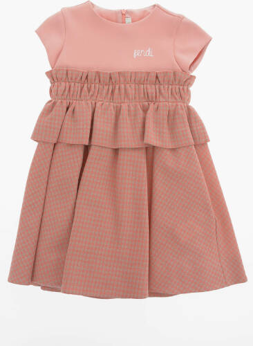 Fendi Kids shephard's check dress pink