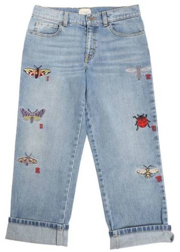 Gucci light blue jeans with insect embroidery light blue