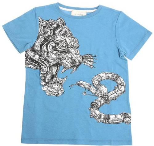 Gucci light blue tiger and snake print t-shirt light blue