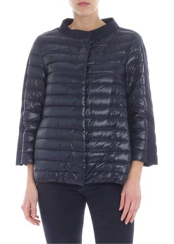 Herno blue quilted down jacket with three-quarter sleeves blue