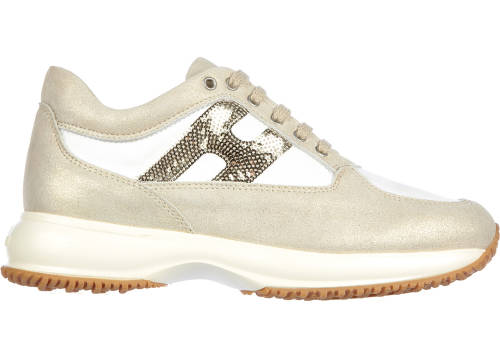 Hogan sneakers nuove interactive h paillettes gold