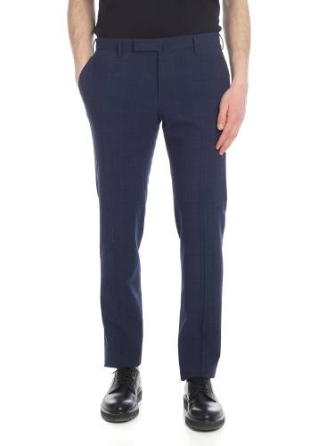 Incotex blue prince of wales trousers blue
