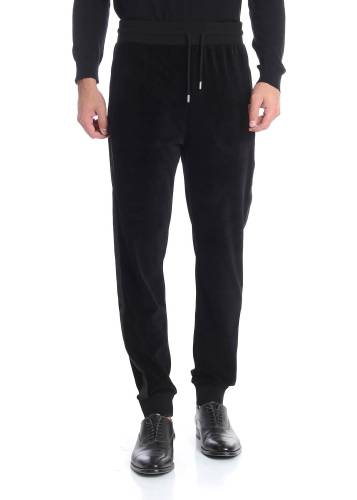 Karl Lagerfeld black chenille trousers with drawstring black