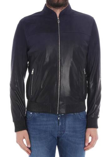 Karl Lagerfeld blue leather and suede jacket blue