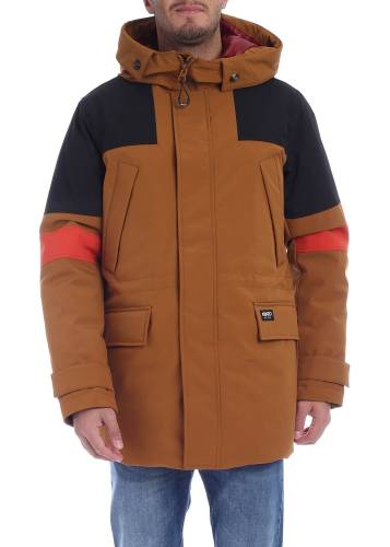 Kenzo brown and black color block parka brown