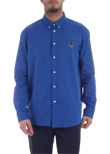 Kenzo tiger crest shirt in blue cotton blue