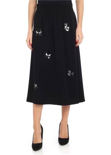 Mcq Alexander Mcqueen black midi skirt with beads and sequins black