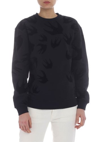 Mcq Alexander Mcqueen black sweatshirt with swallow print black