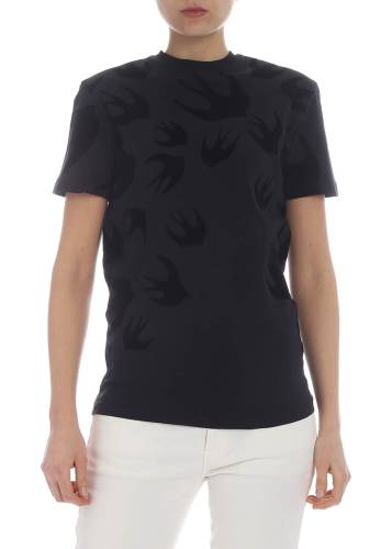 Mcq Alexander Mcqueen black t-shirt with swallows motif black