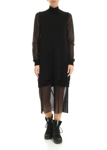 Mcq Alexander Mcqueen knitted and tulle dress in black black