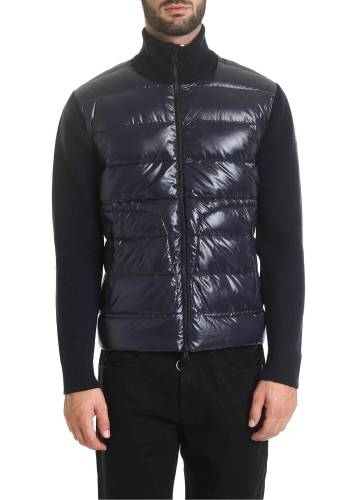 Moncler blue cardigan with down padding blue