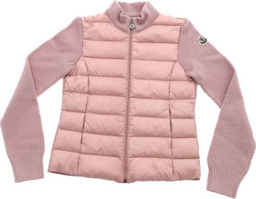 Moncler Kids pink cardigan with down jacket detail pink