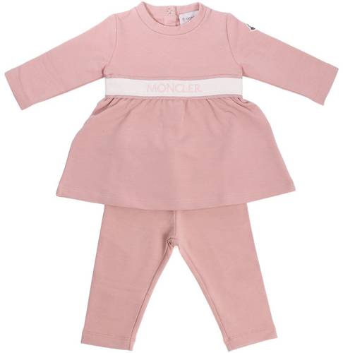 Moncler Kids pink jumpsuit with logo detail pink