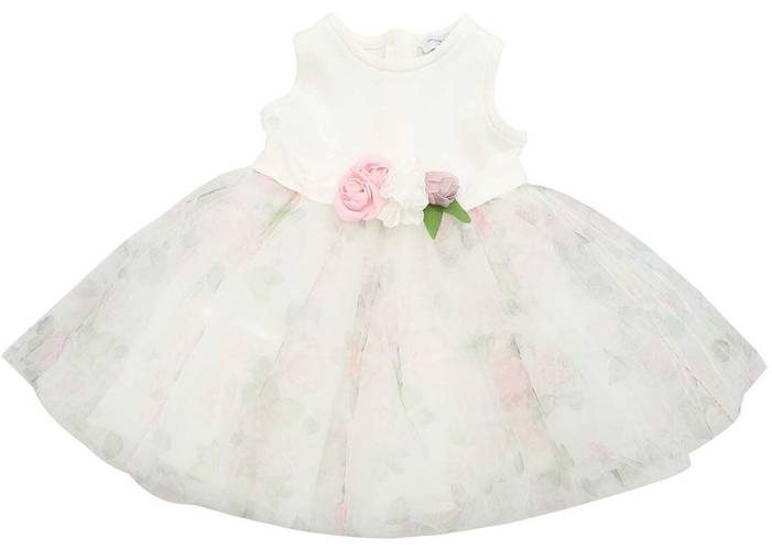 Monnalisa baby rose tulle dress in white white