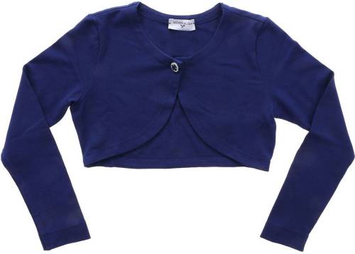 Monnalisa blue shrug sweater with jewel button blue