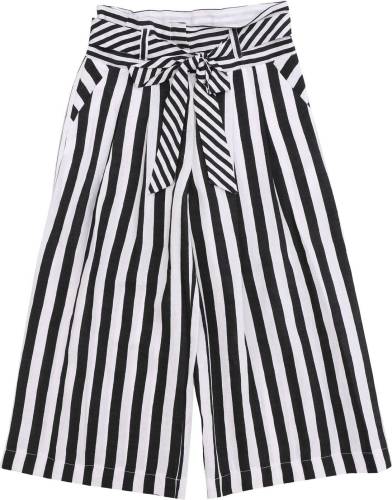 Monnalisa cropped pants with white and black stripes white