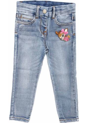 Monnalisa fawn embroidered jeans in light blue denim light blue