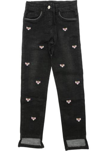 Monnalisa panther embroidered jeans in black black