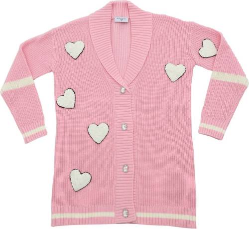 Monnalisa pink cardigan with heart patchs pink