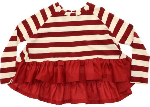 Monnalisa red and beige striped sweater red