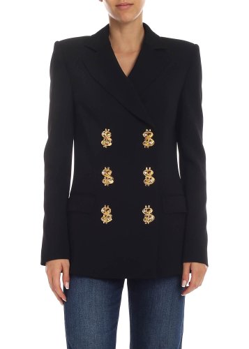 Moschino jacket in black with jewel buttons black