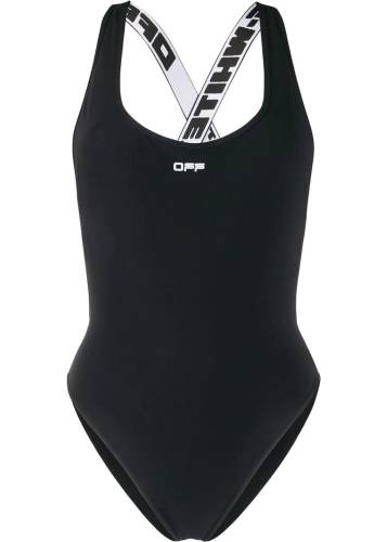 Off-white polyamide one-piece suit black