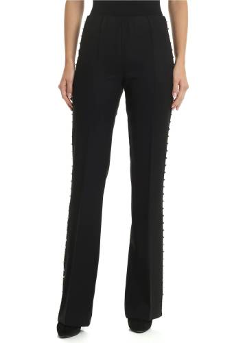 P.a.r.o.s.h. black stretch virgin wool trousers with studs black