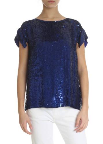 P.a.r.o.s.h. blue sequin top with cut-out blue