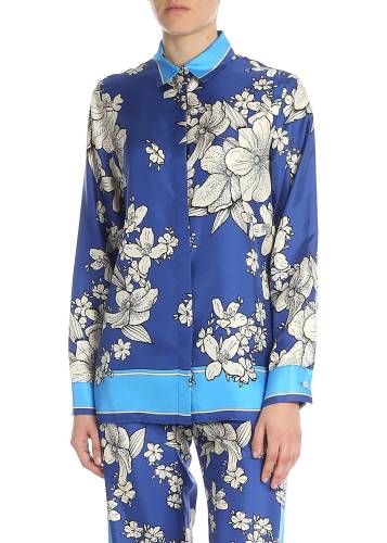 P.a.r.o.s.h. bluette floral silk shirt blue