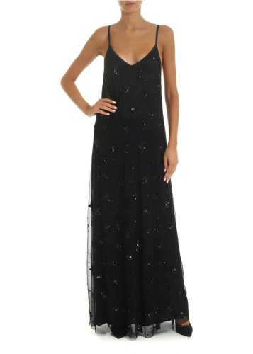 P.a.r.o.s.h. long tulle dress with black stars black