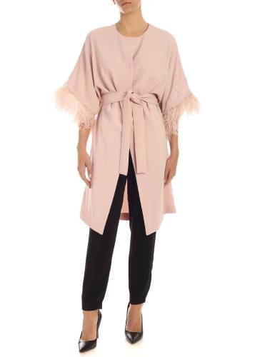 P.a.r.o.s.h. ostrich feathers overcoat in pink pink