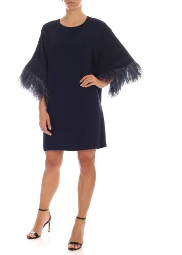 P.a.r.o.s.h. ostrich feathers short dress in blue blue