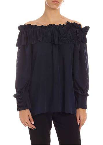 P.a.r.o.s.h. pleated ruffles blouse in blue blue
