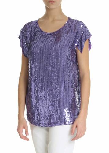 P.a.r.o.s.h. purple sequin top with cut-out purple