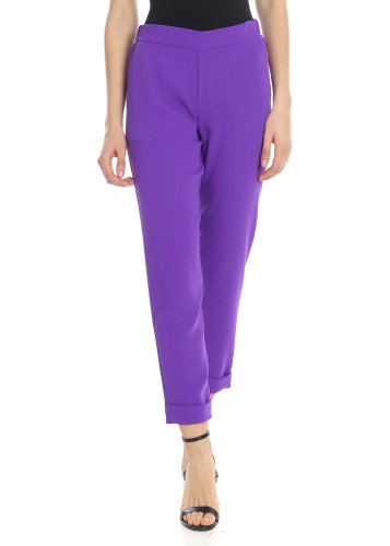 P.a.r.o.s.h. purple trousers with cady fabric turn-up purple