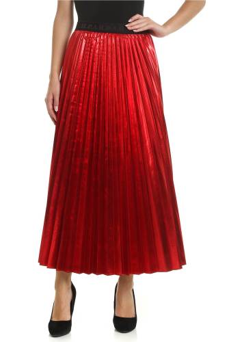 P.a.r.o.s.h. red pleated skirt with laminated effect red