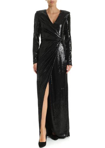 P.a.r.o.s.h. sequined long dress in black black