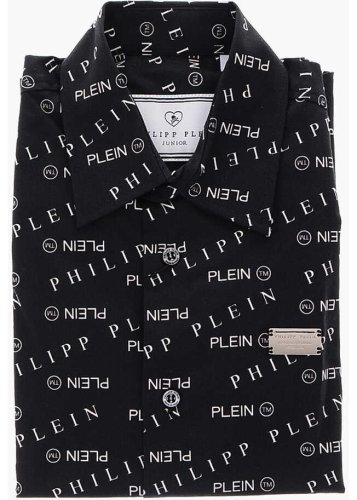Philipp Plein all over logo short sleeve shirt black