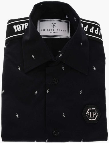 Philipp Plein thunderbolt printed short sleeve shirt black