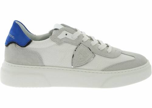 Philippe Model temple s sneakers in white with blue heel tab grey