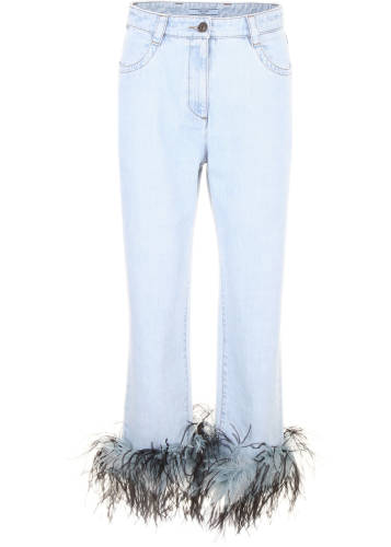 Prada Linea Rossa jeans with feathers light blue