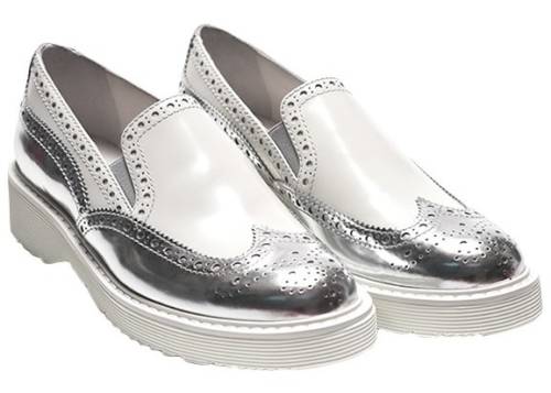 Prada silver loafers white