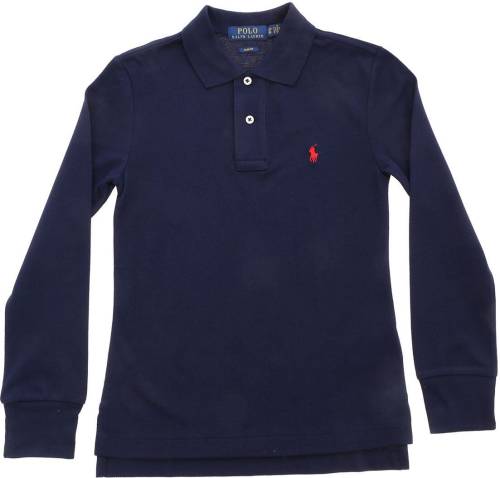 Ralph Lauren logo patch long sleeve polo shirt in blue blue