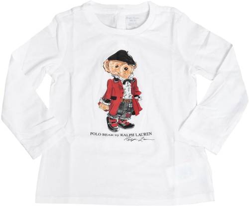 Ralph Lauren long sleeves t-shirt in white with bear printed white