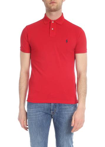 Ralph Lauren red polo shirt with blue logo embroidery red