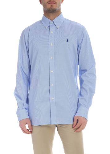 Ralph Lauren white and light blue mini-checked shirt light blue