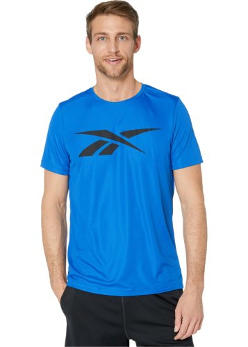 Reebok workout ready poly graphic short sleeve tee humble blue