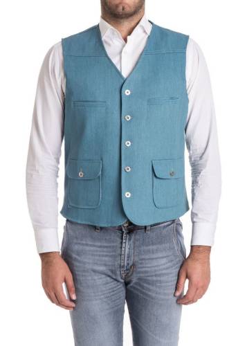 Ribbon Clothing cotton waistcoat light blue