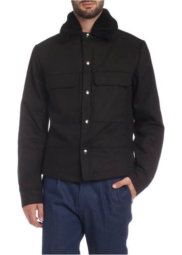 Ribbon Clothing denim jacket in black with faux fur black