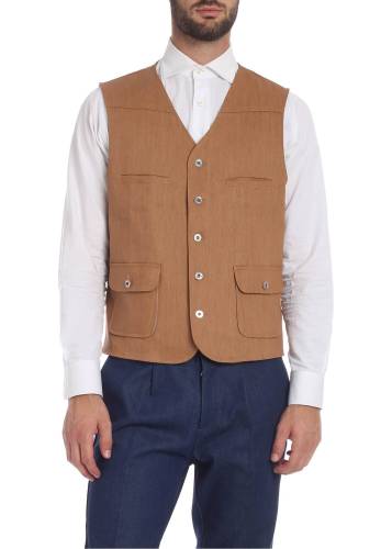 Ribbon Clothing four-pocket brown vest brown